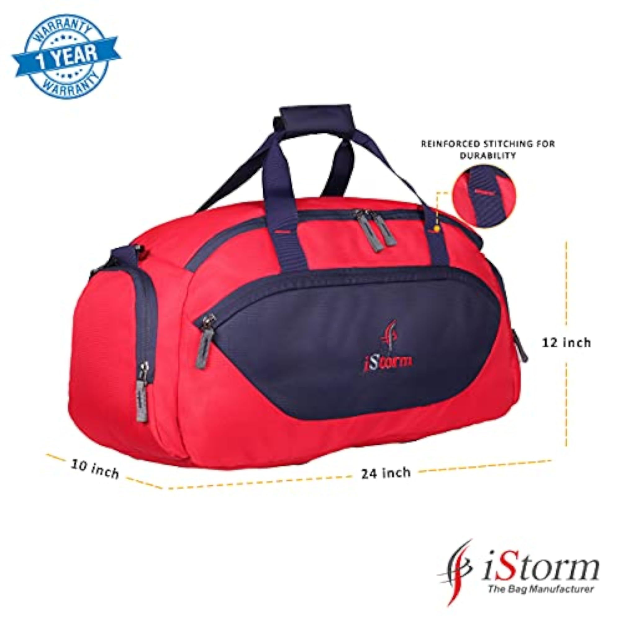 Delta Duffel Travel Bag, Red & Navy
